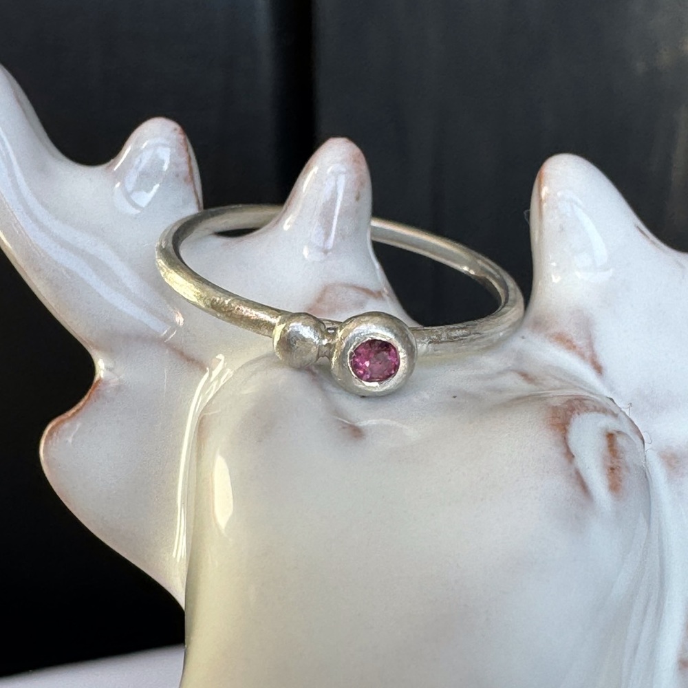 Stacking Pink Tourmaline Pebble Ring SS-NWOT